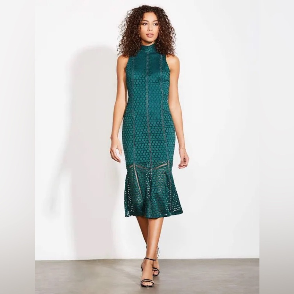 Green mermaid style patterned dress